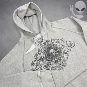 Ralph Lauren Hoodie Medium Grey Distressed Grunge y2k 00s